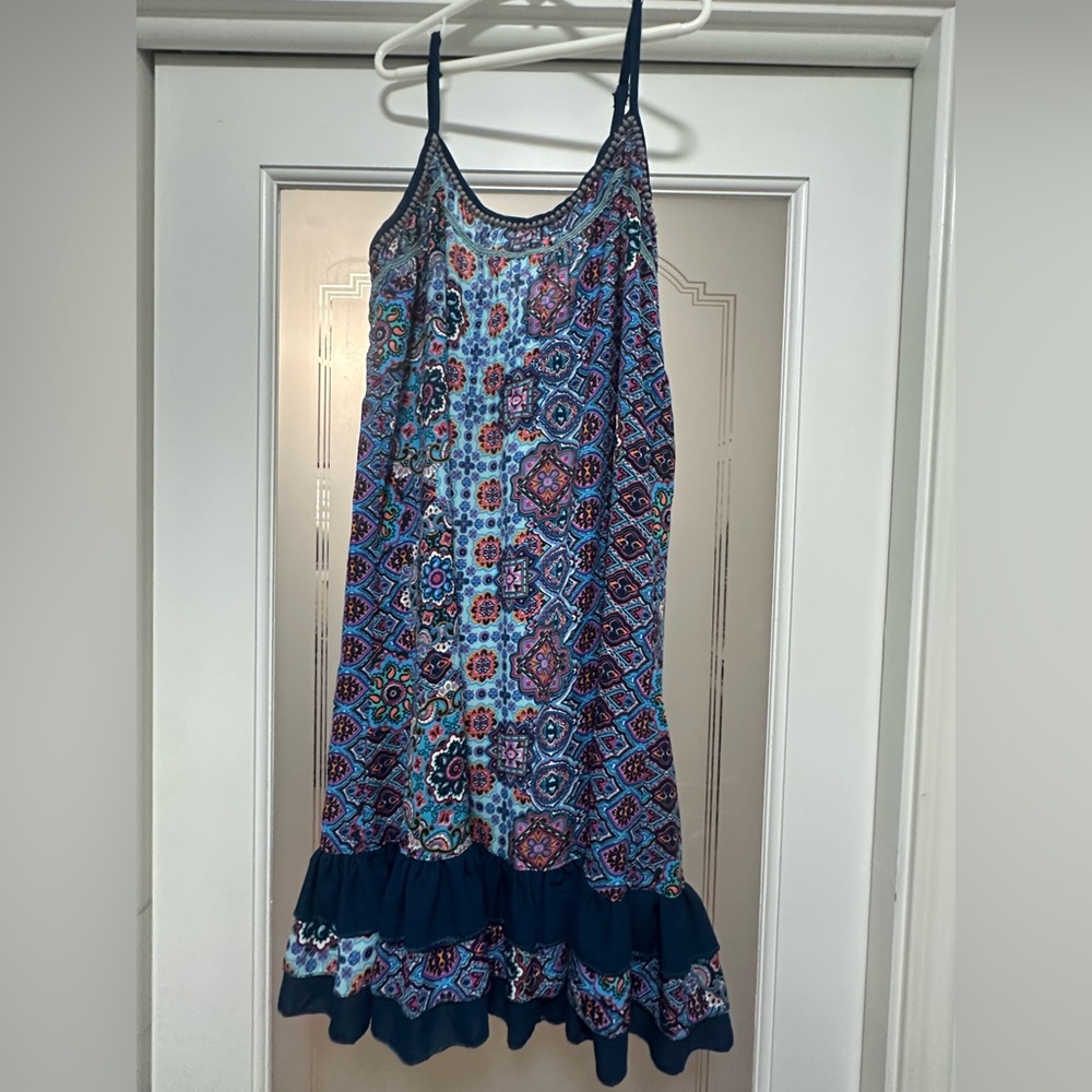 Custo Barcelona Blue and Pink Patterned Mini Dress